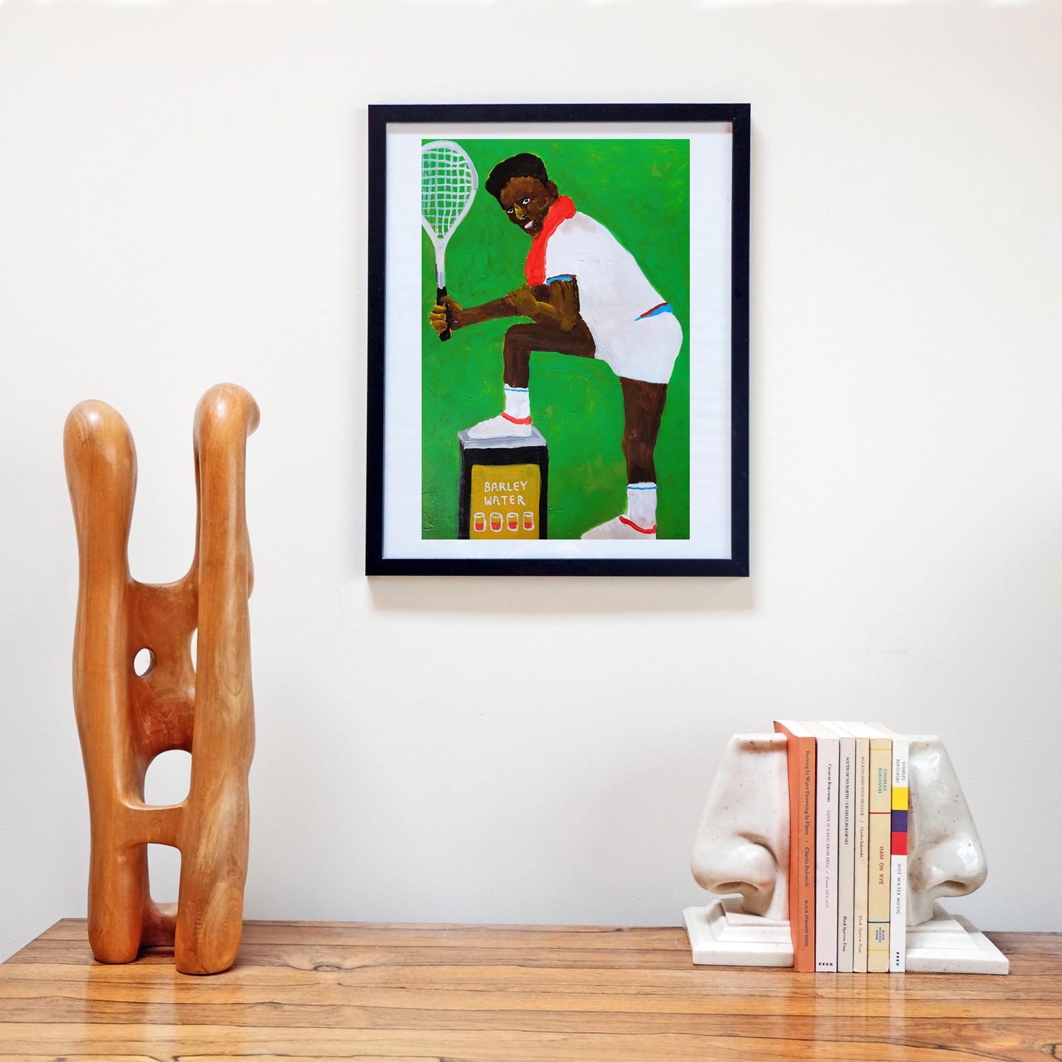 Great Britain (UK) 'I've Got Tennis Elbows' Painting by Alan Fears Acrylic on Paper Portrait For Sale