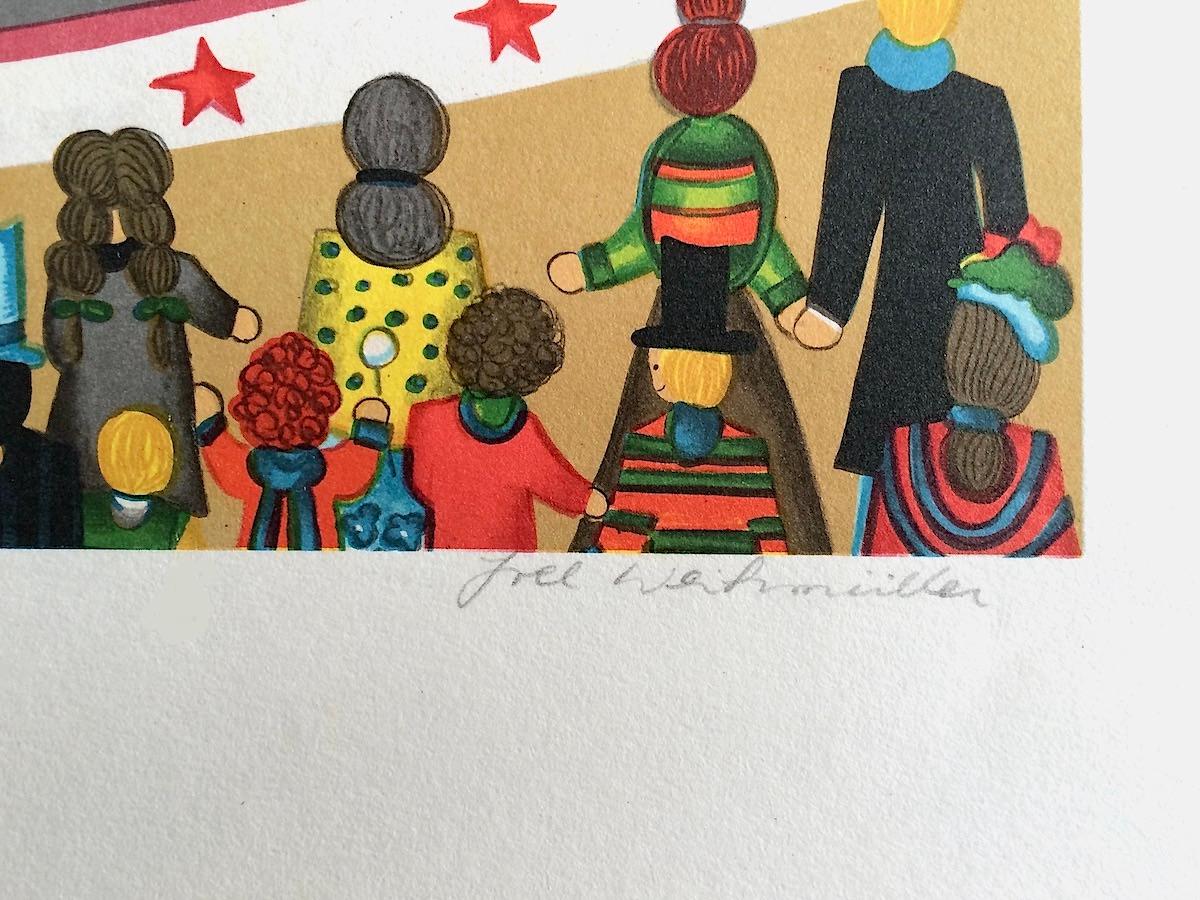 CIRCUS Signed Lithograph, Big Top Tent, Animals, Trapeze Act, Acrobats, Clowns For Sale 2