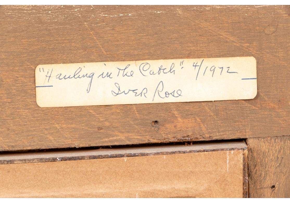 Iver Rose (Amerikaner, 1899-1972) Öl auf Masonit, „Hauling In The Catch“ im Angebot 3