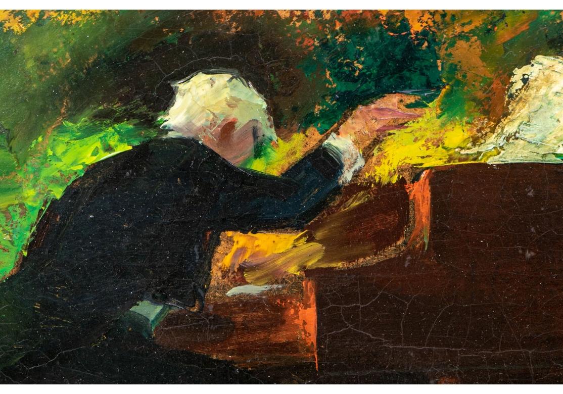 Massonite Iver Rose (Américain, 1899-1972), huile sur massonite, « Le Pianiste » en vente