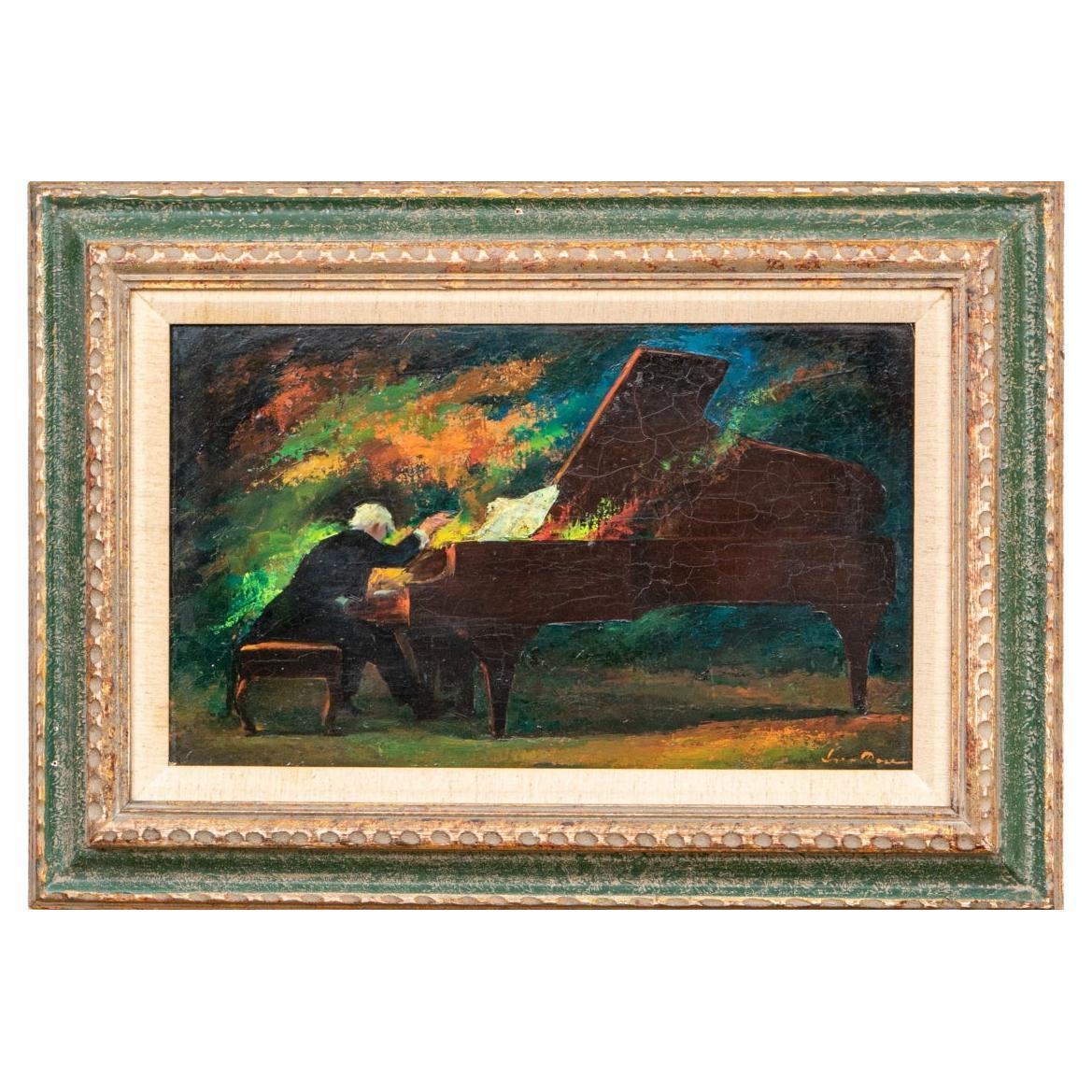 Iver Rose 'American, 1899-1972' Oil on Masonite, "the Pianist"