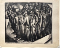 BREAD LINE - Large Strong 30's Modernist Labor Print