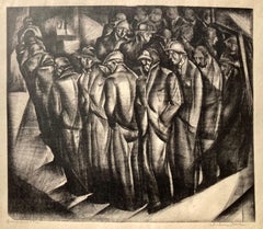 BREAD LINE - Grande estampe de travail moderniste des années 30