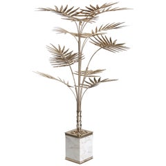 Ivete Palm Tree Floor Lamp in Brass with Marble Base