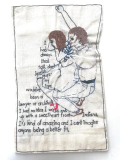 I always liked Jewish guys - narrative love couple  embroidery on fabric