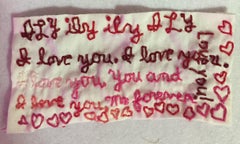 I love you - narrative embroidered fabric