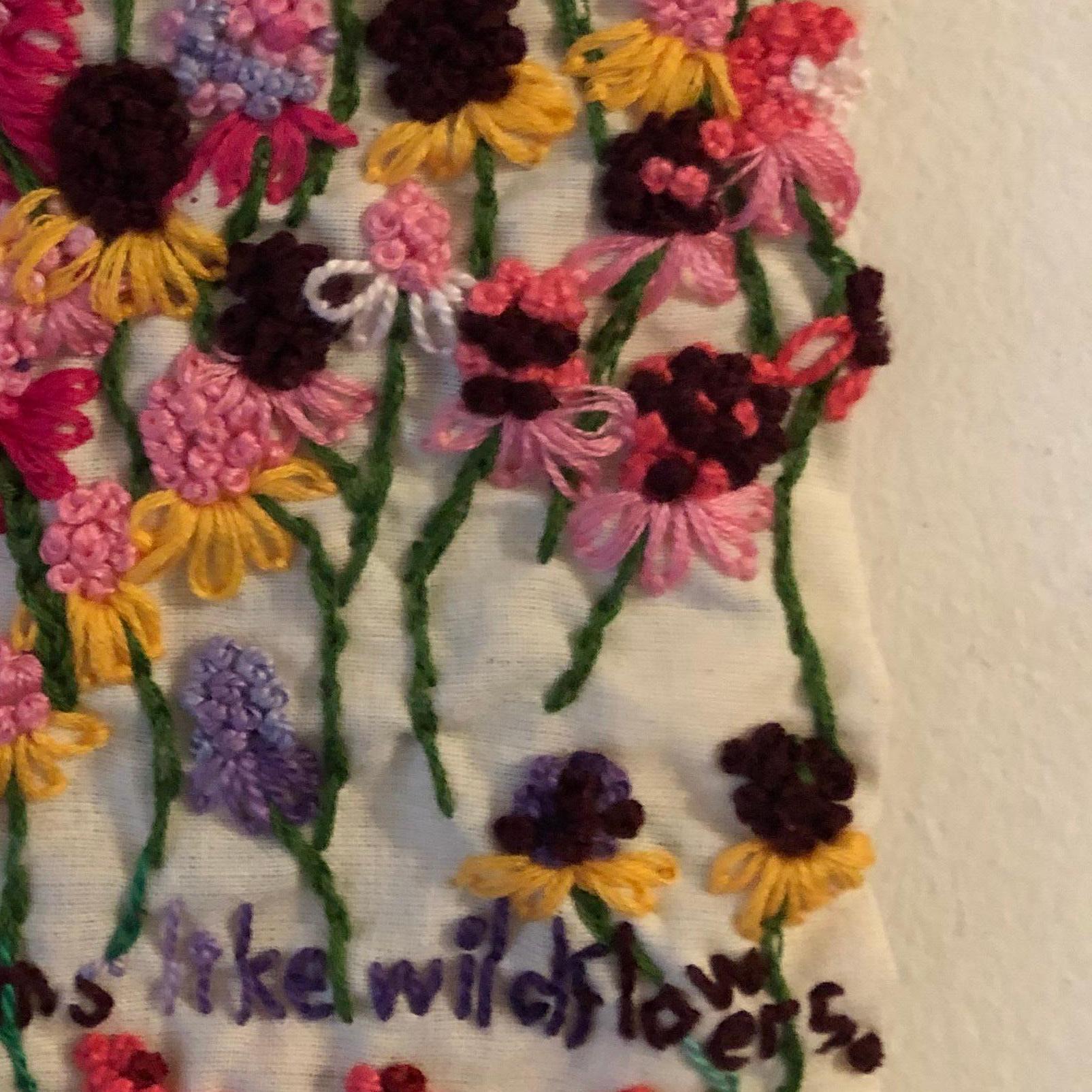 Our love blooms like wild flowers - narrative floral embroidered on fabric  1
