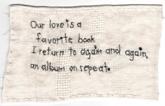 Unsere Liebe ist ein Lieblingsbuch - love narrative Stickerei auf Stoff