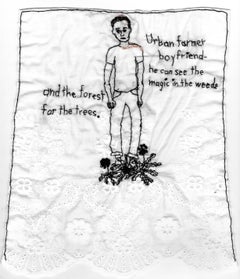 Urban Farmer Boyfriend - broderie narrative d'amour sur tissu avec silhouette d'homme