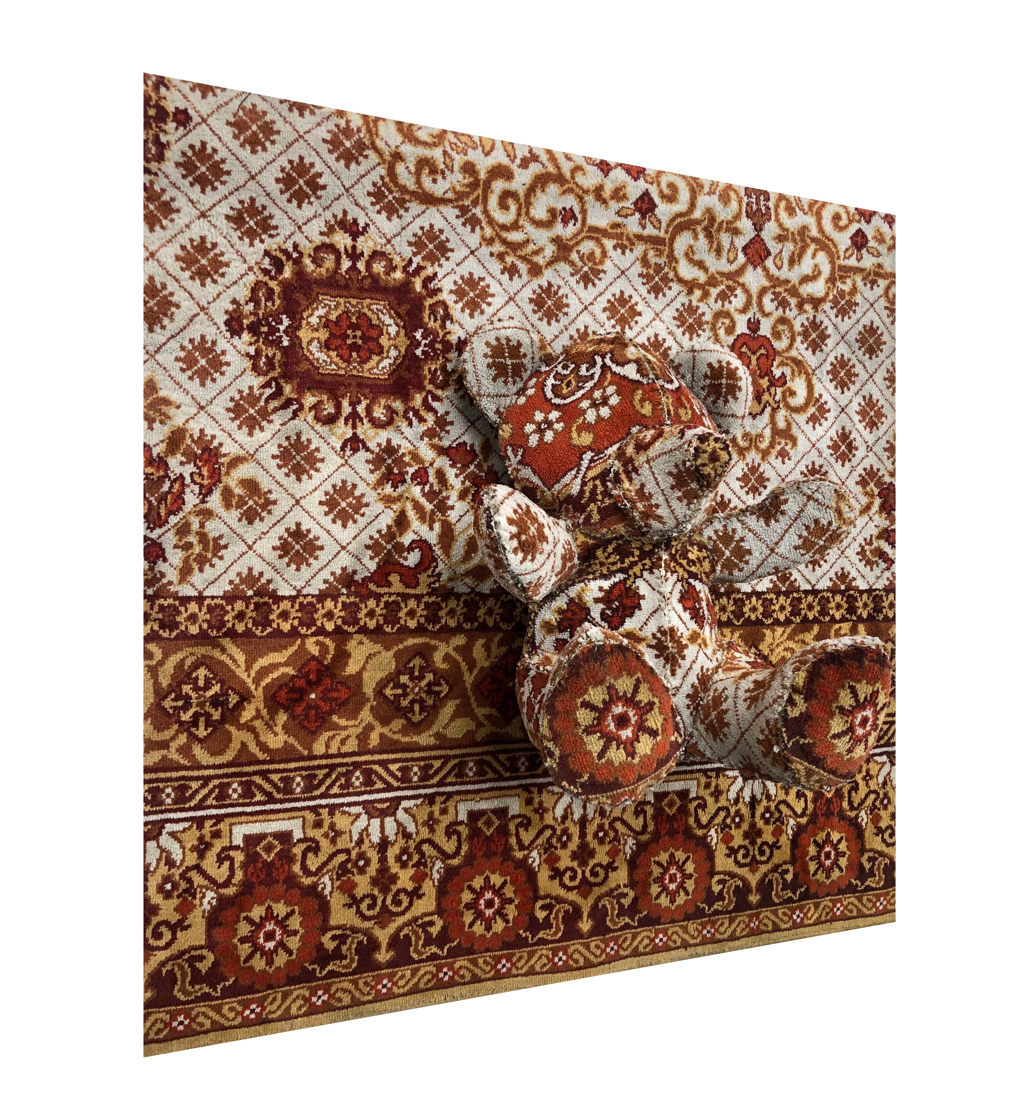 Hypomnema 3, Wall sculpture. Handmade from an oriental rug. - Sculpture by Iván Castiblanco