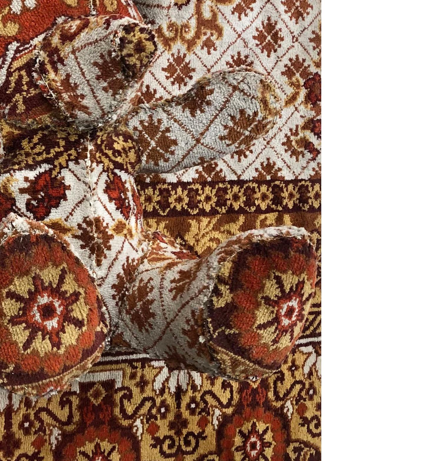 Hypomnema 3, Wall sculpture. Handmade from an oriental rug. - Brown Abstract Sculpture by Iván Castiblanco