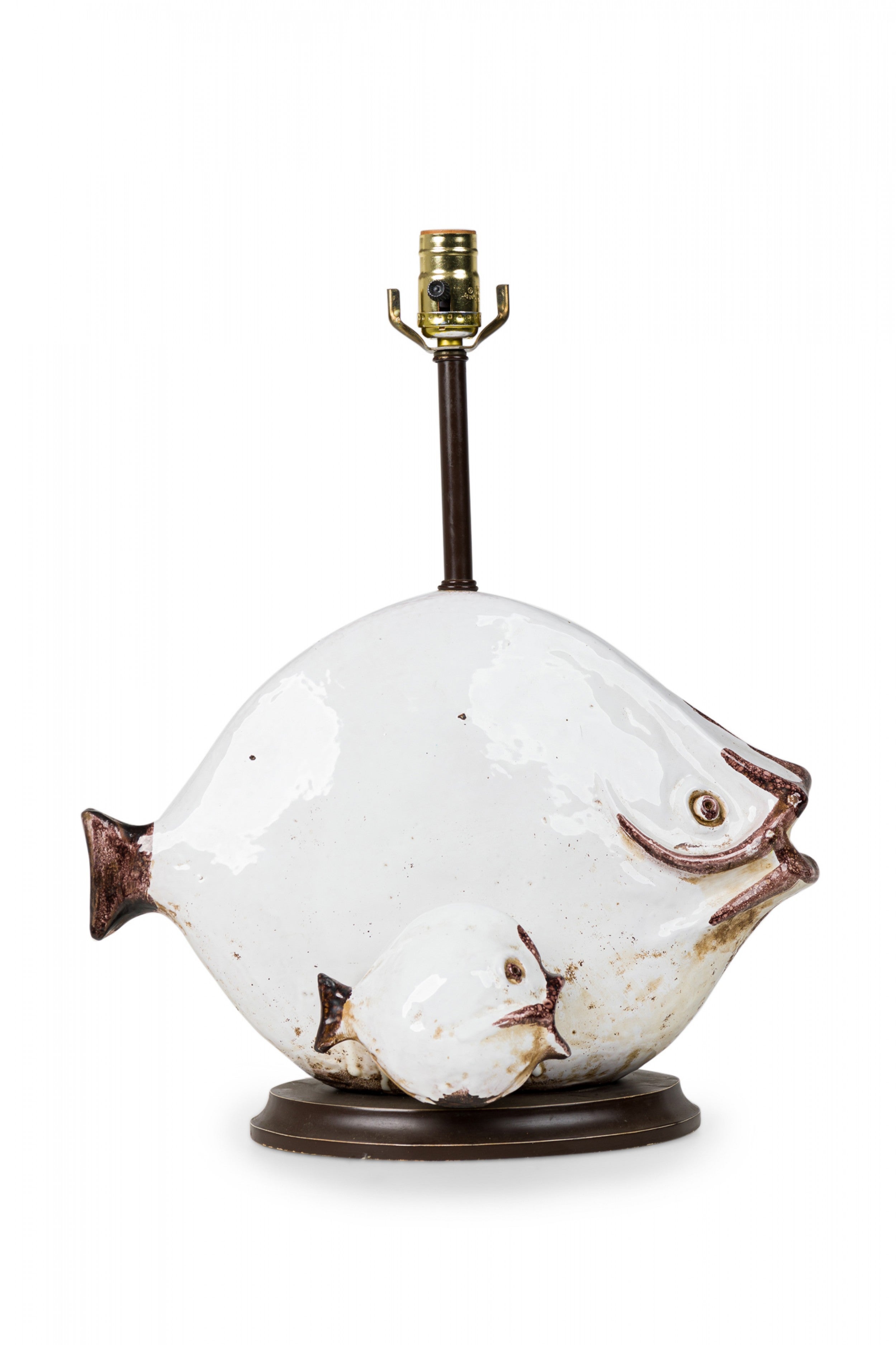 Ivo De Santis Gli Etruschi Mid-Century Italian Ceramic Fish Group Table Lamp