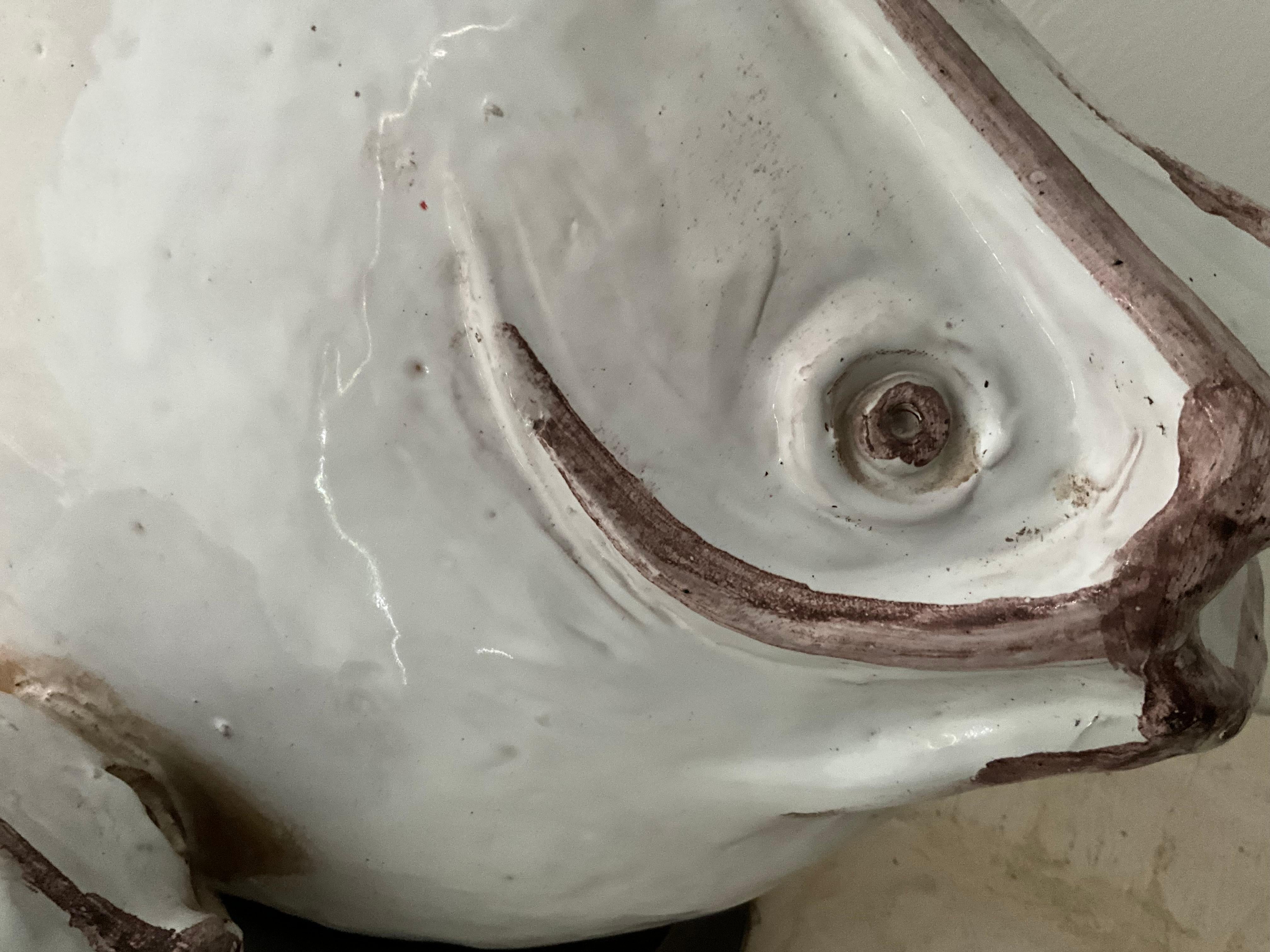 Mid-20th Century Ivo de Santos Ceramic Fish Lamp for Raymor - 1960s Studio Pottery For Sale