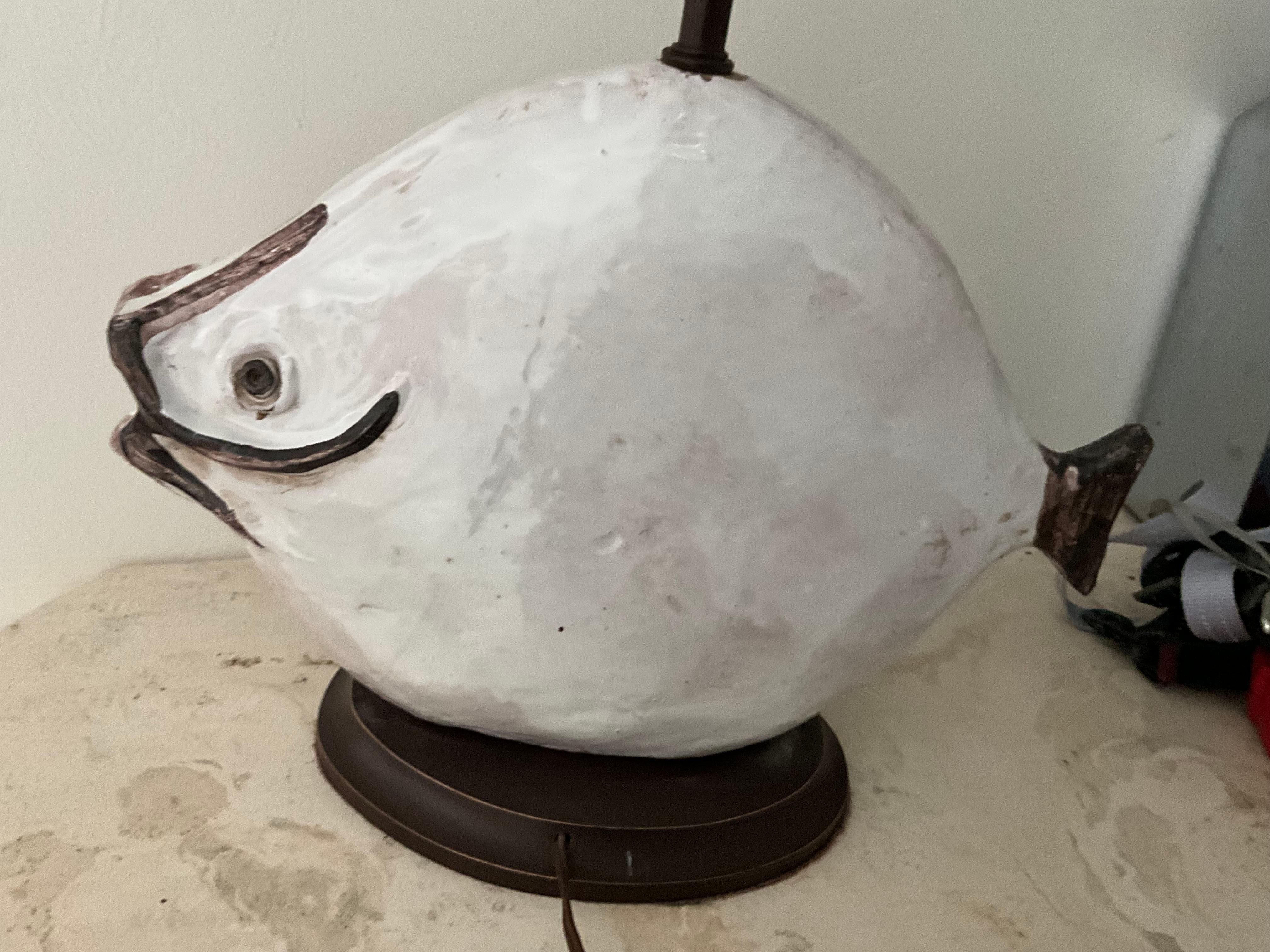 Ivo de Santos Ceramic Fish Lamp for Raymor - 1960s Studio Pottery For Sale 3