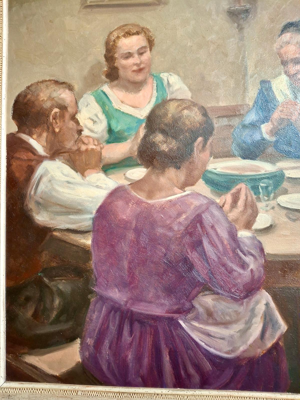 Austrian Folk Saying Grace Before Dinner - Painting by Ivo Saliger