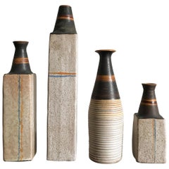 Retro Ivo Sassi Mid-Century Modern Design Italian Ceramic Vases Bottles Set, 1950s