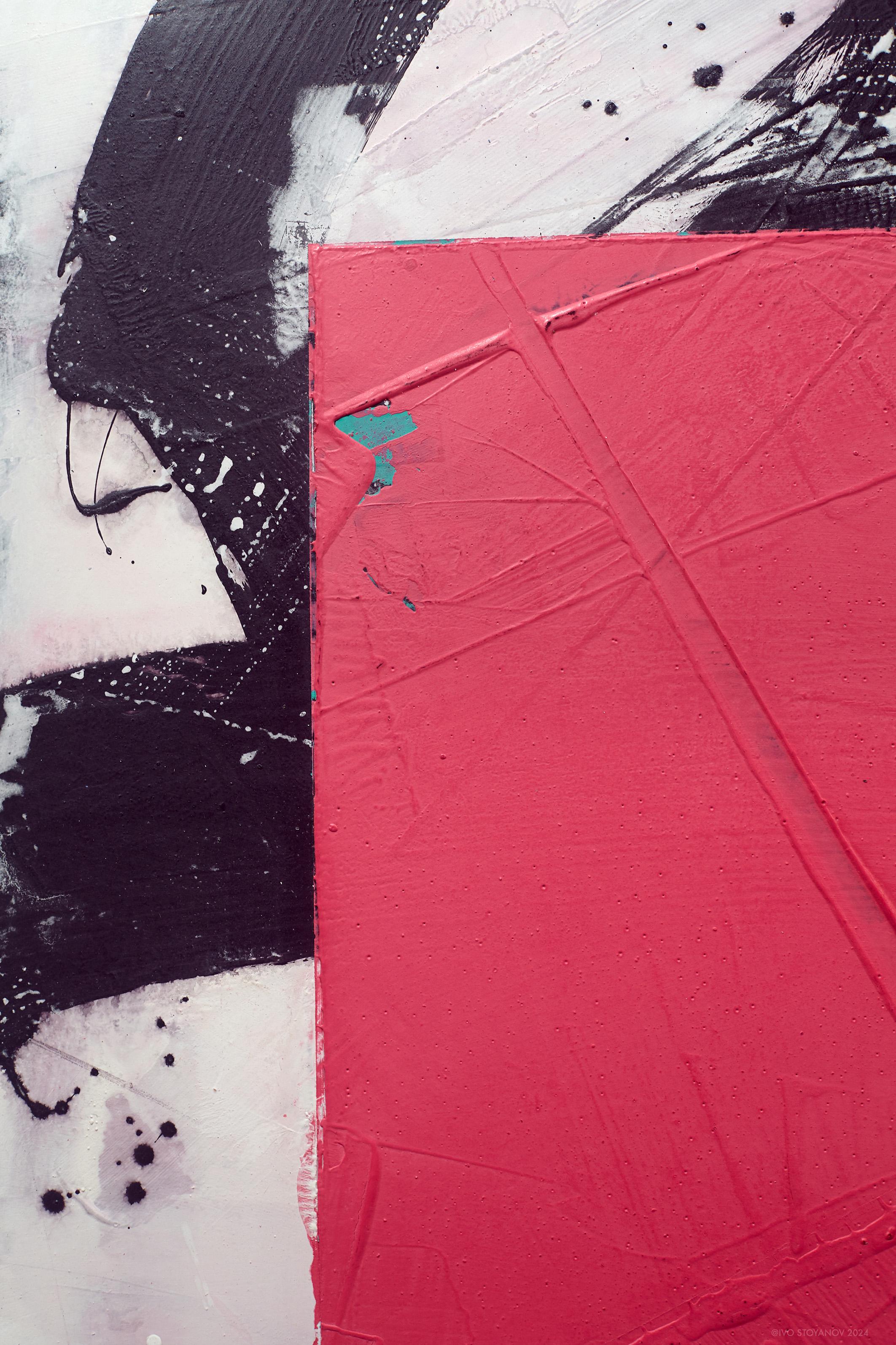 Crimson No.8 - contemporaneo, astratto, polvere di marmo, cera, acrilico su tela in vendita 1