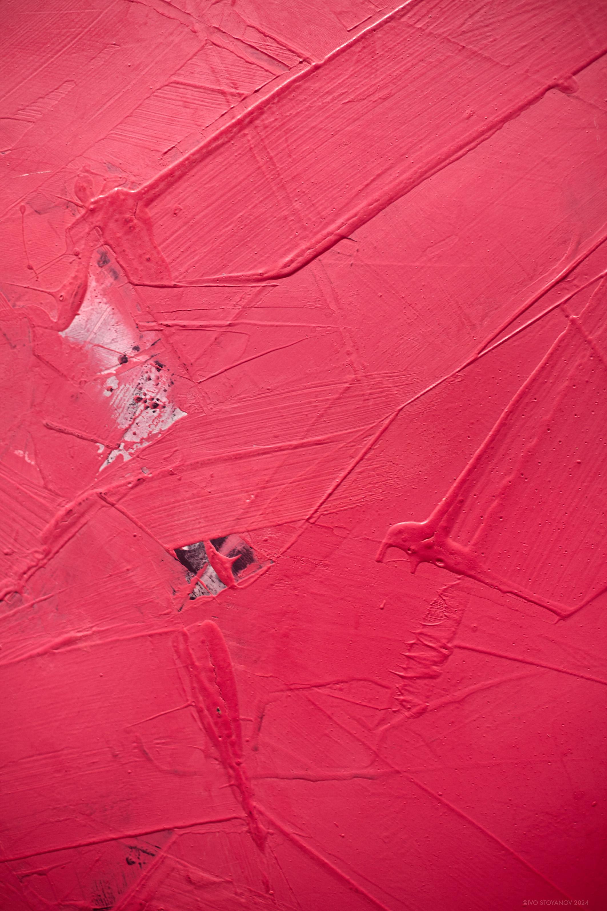 Crimson No.8 - contemporaneo, astratto, polvere di marmo, cera, acrilico su tela in vendita 2