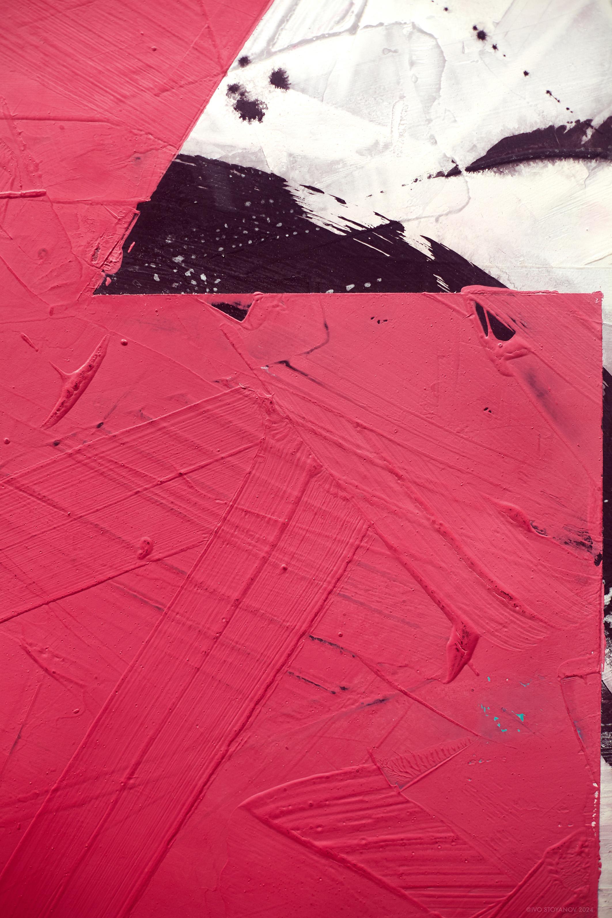 Crimson No.8 - contemporaneo, astratto, polvere di marmo, cera, acrilico su tela in vendita 3