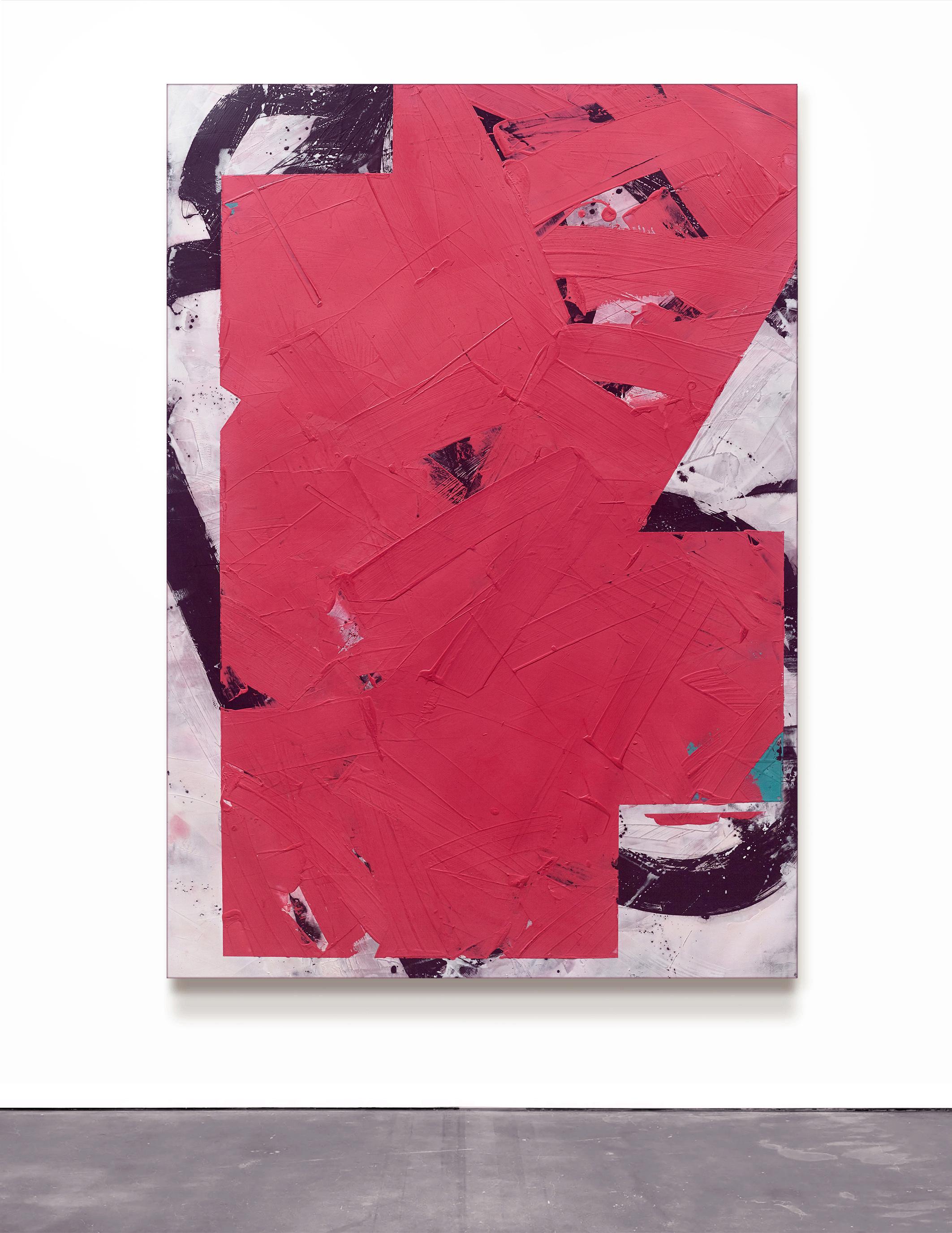 Crimson No.8 - contemporaneo, astratto, polvere di marmo, cera, acrilico su tela in vendita 4