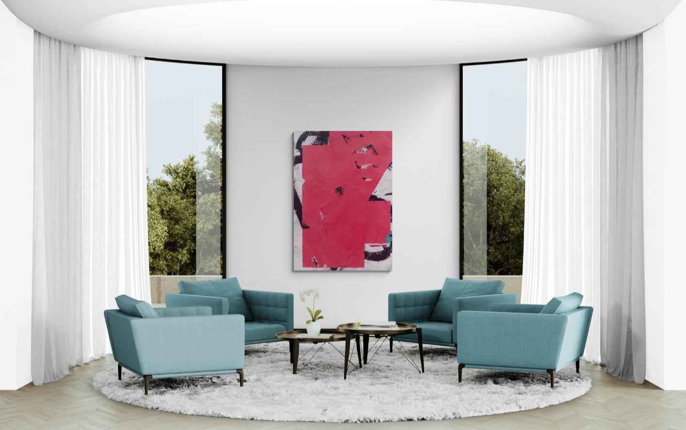 Crimson No.8 - contemporaneo, astratto, polvere di marmo, cera, acrilico su tela in vendita 5