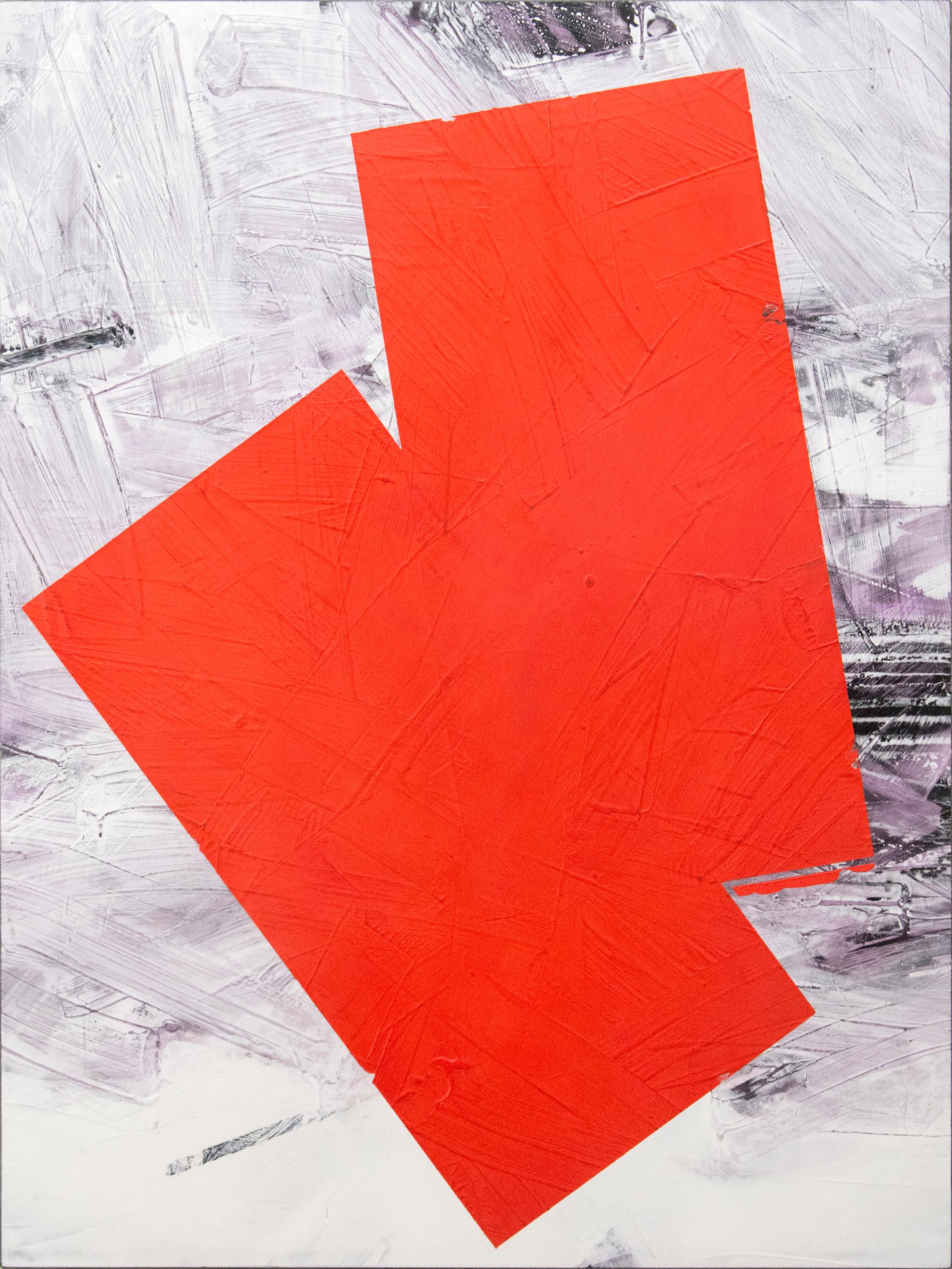 Ivo Stoyanov Abstract Painting - Dark Orange No 40 - bold abstract shapes, marble dust, acrylic, wax on canvas