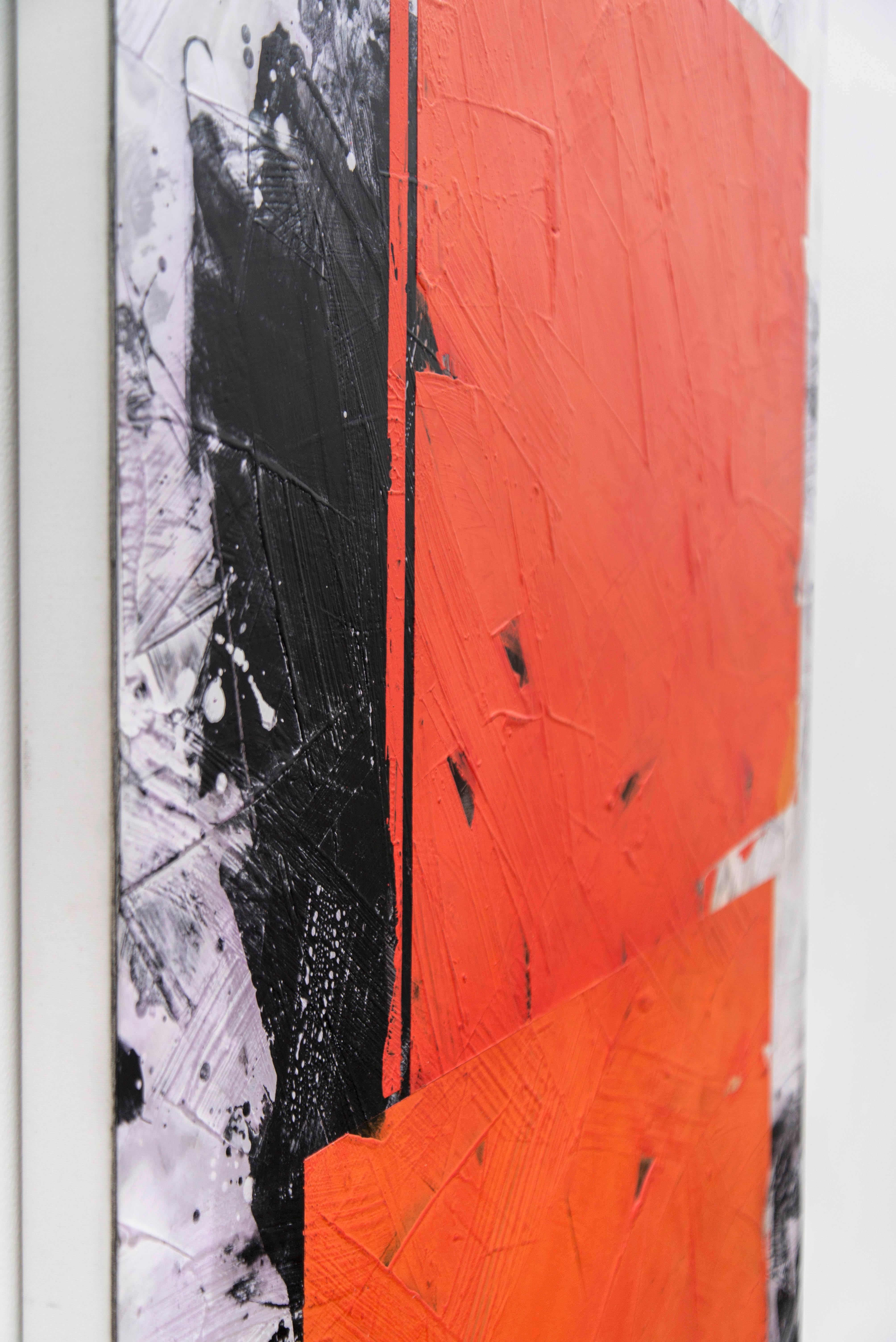 Dark Orange No 41 - bold, abstract shapes, marble dust, acrylic, wax on canvas - Contemporary Painting by Ivo Stoyanov