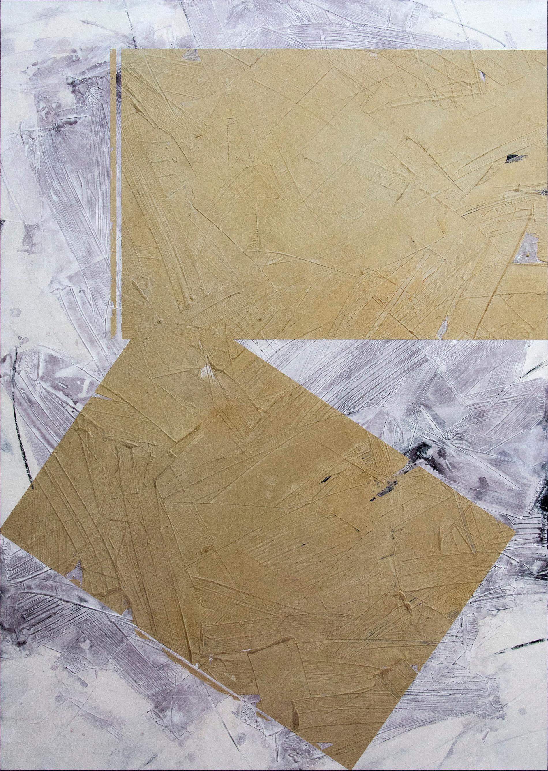 Ivo Stoyanov Abstract Painting - Equal Neutrals No 1 - soft, abstract shapes, marble dust, wax, acrylic on canvas