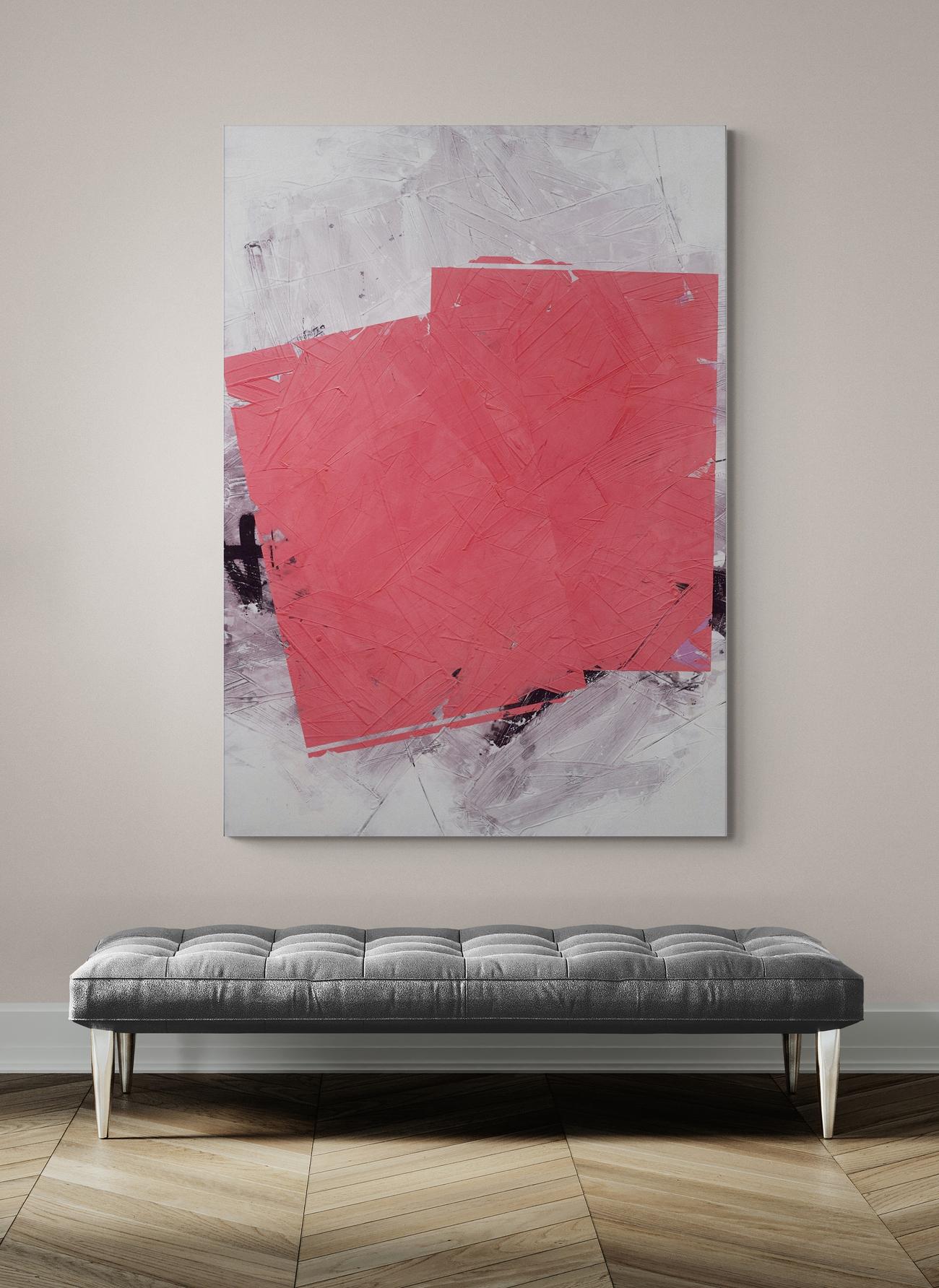 Equipoise 2 - soft, contemporary, abstract, marble dust, wax, acrylic on canvas For Sale 5