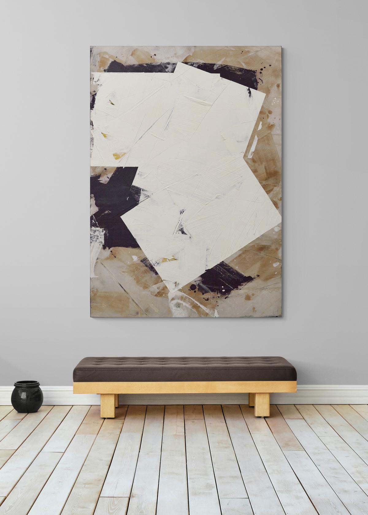 Equipoise 6 - soft, contemporary, abstract, marble dust, wax, acrylic on canvas For Sale 5