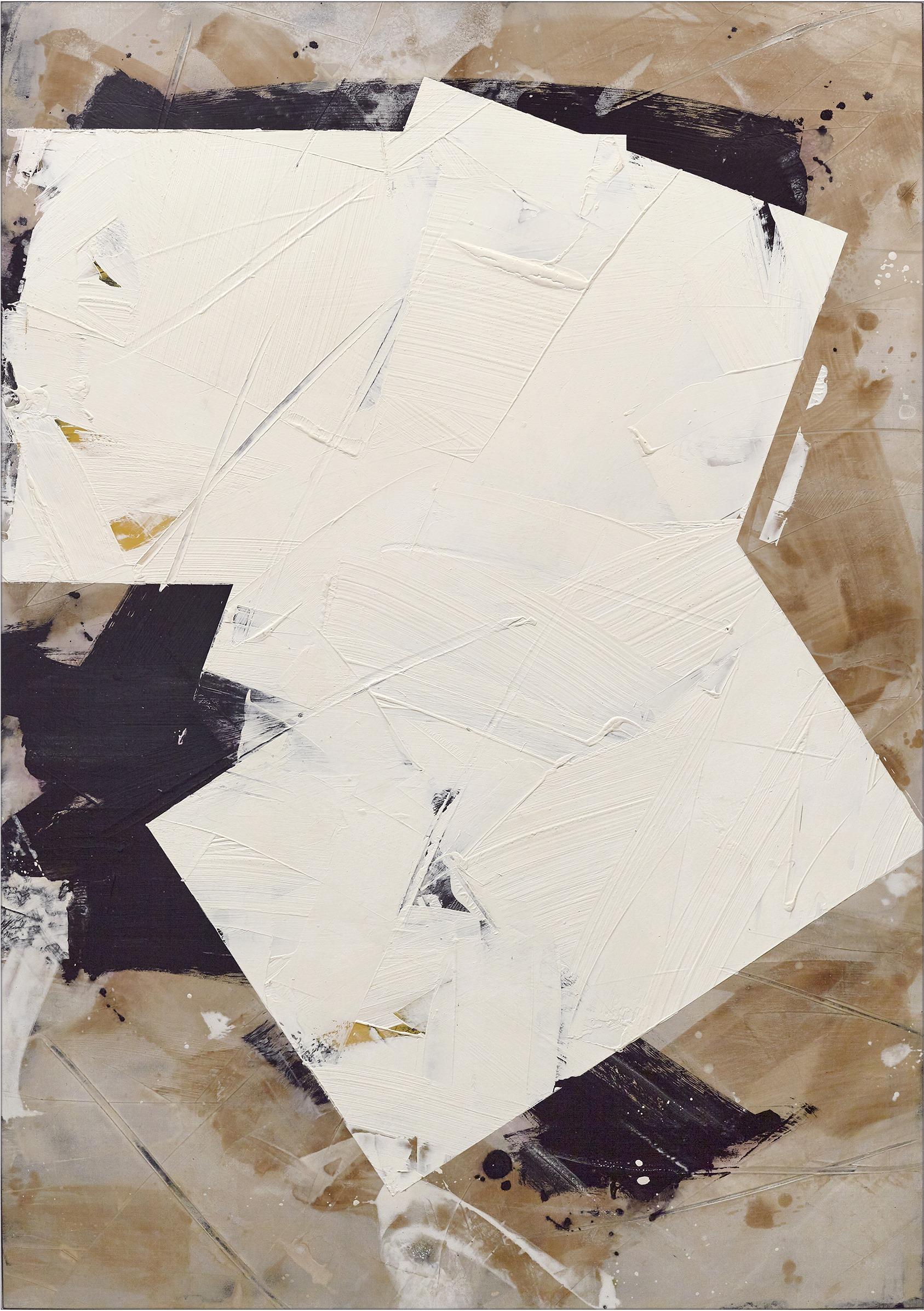 Equipoise 6 - doux, contemporain, abstrait, poussière de marbre, cire, acrylique sur toile
