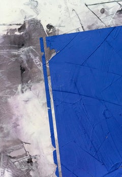 Azul vivo nº 31 - formas atrevidas y abstractas, polvo de mármol, acrílico y cera sobre lienzo