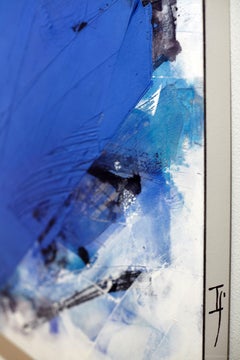 Vivid Blue No 36 - contemporaneo, astratto, polvere di marmo, acrilico, cera, tela