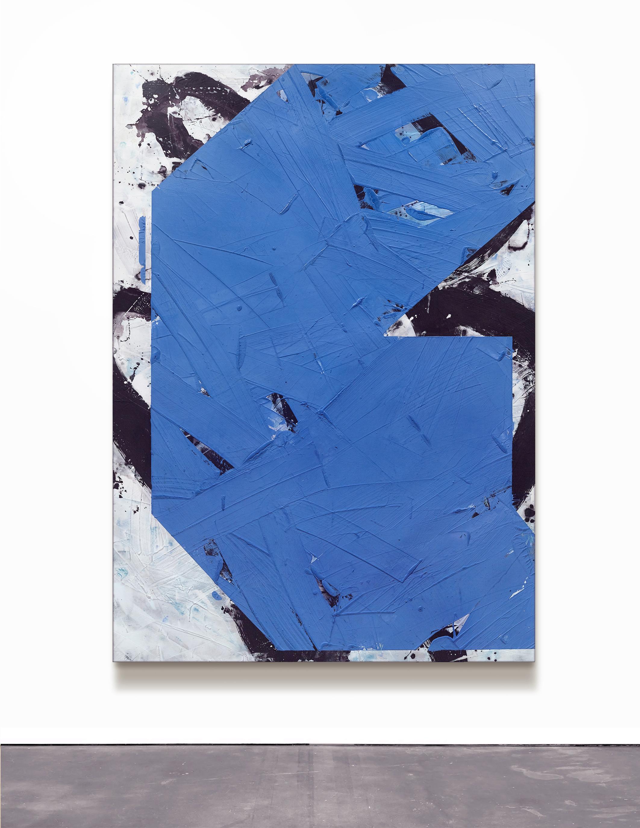 Vivid Blue No.38 - contemporaneo, astratto, polvere di marmo, cera, acrilico su tela - Painting di Ivo Stoyanov