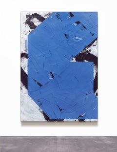 Vivid Blue No.38 - zeitgenössisch, abstrakt, Marmorstaub, Wachs, Acryl auf Leinwand
