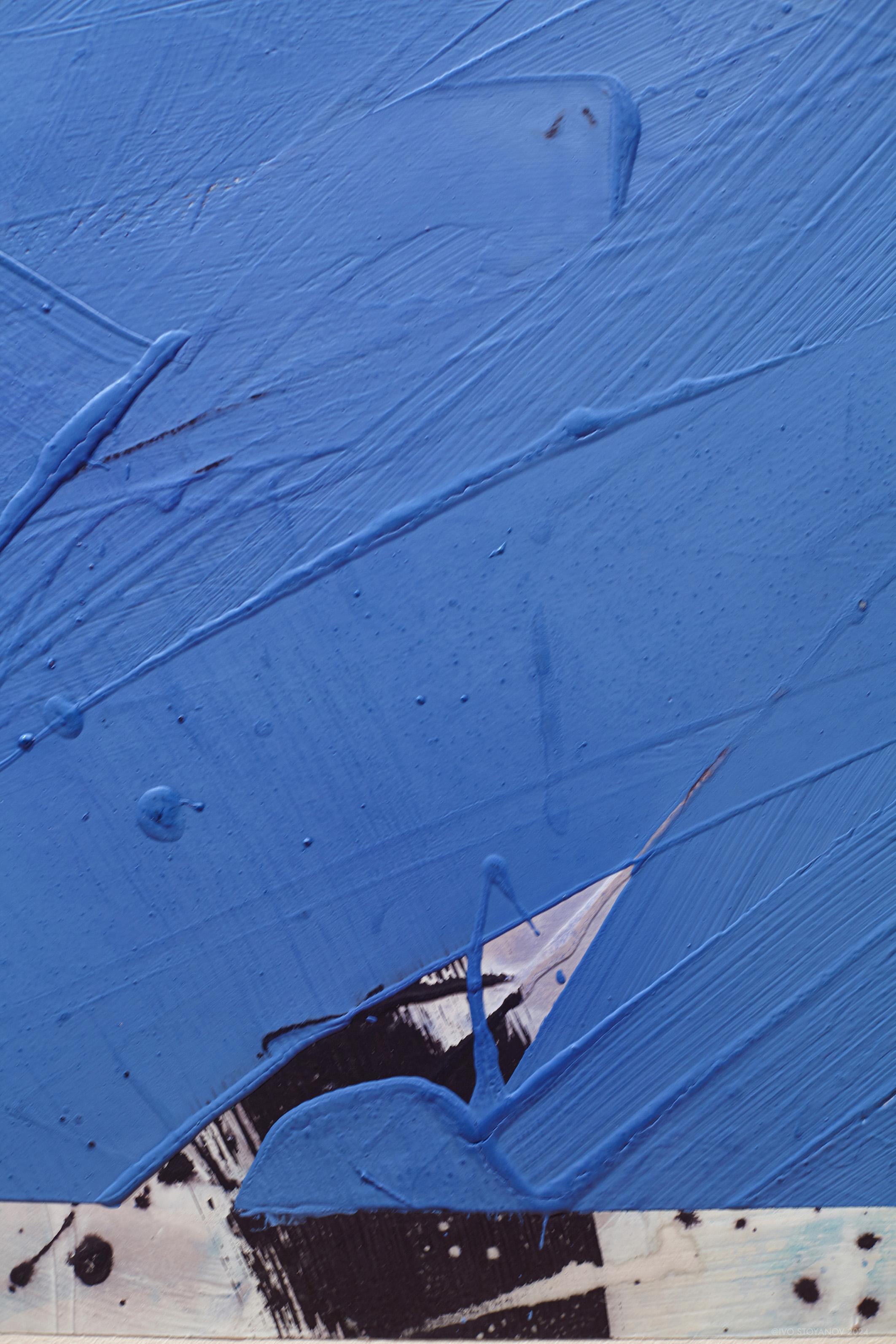 Vivid Blue No.38 - contemporaneo, astratto, polvere di marmo, cera, acrilico su tela in vendita 1