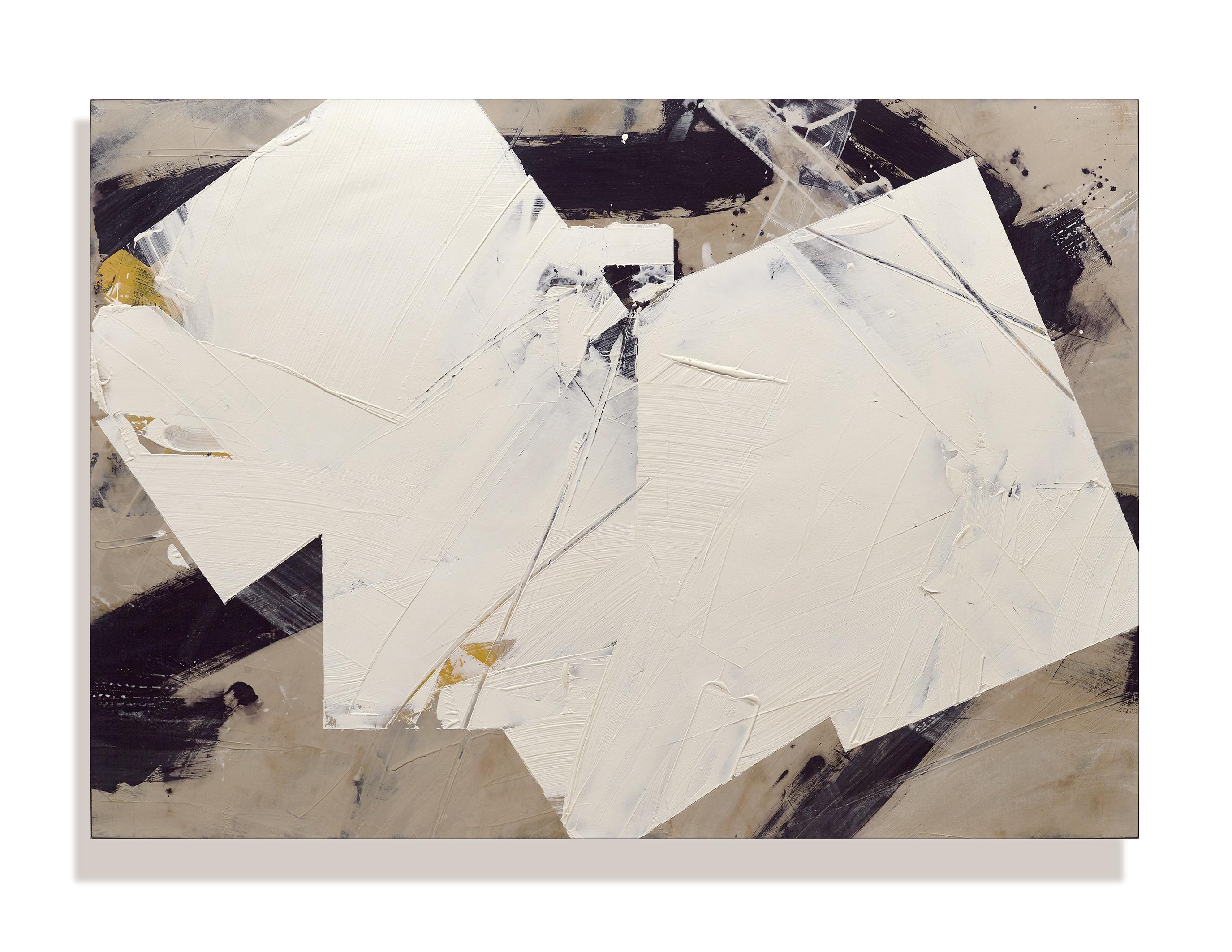 White No 9 - soft, contemporary, abstract, marble dust, wax, acrylic on canvas - Contemporary Painting by Ivo Stoyanov