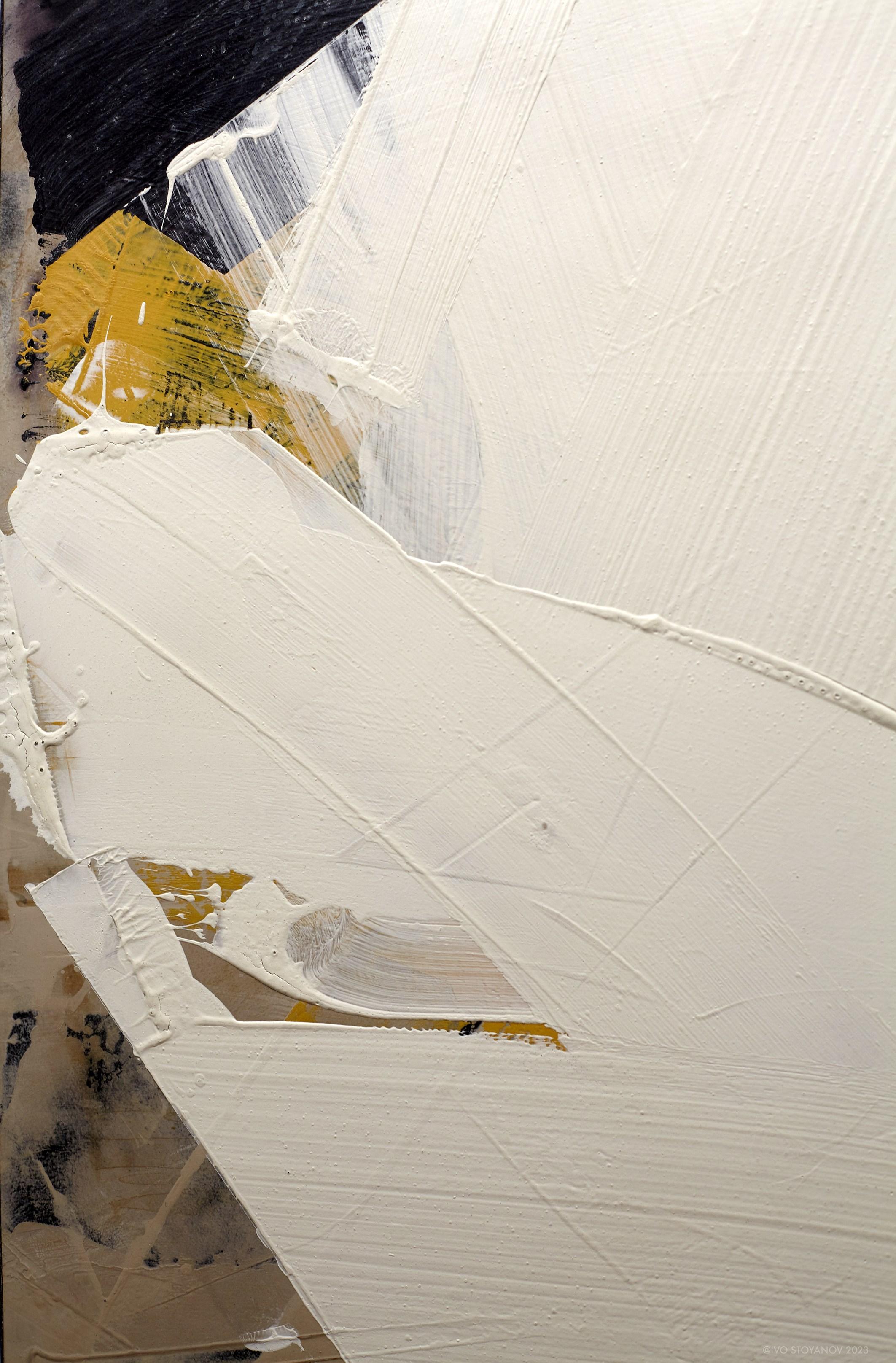 White No 9 - soft, contemporary, abstract, marble dust, wax, acrylic on canvas For Sale 1
