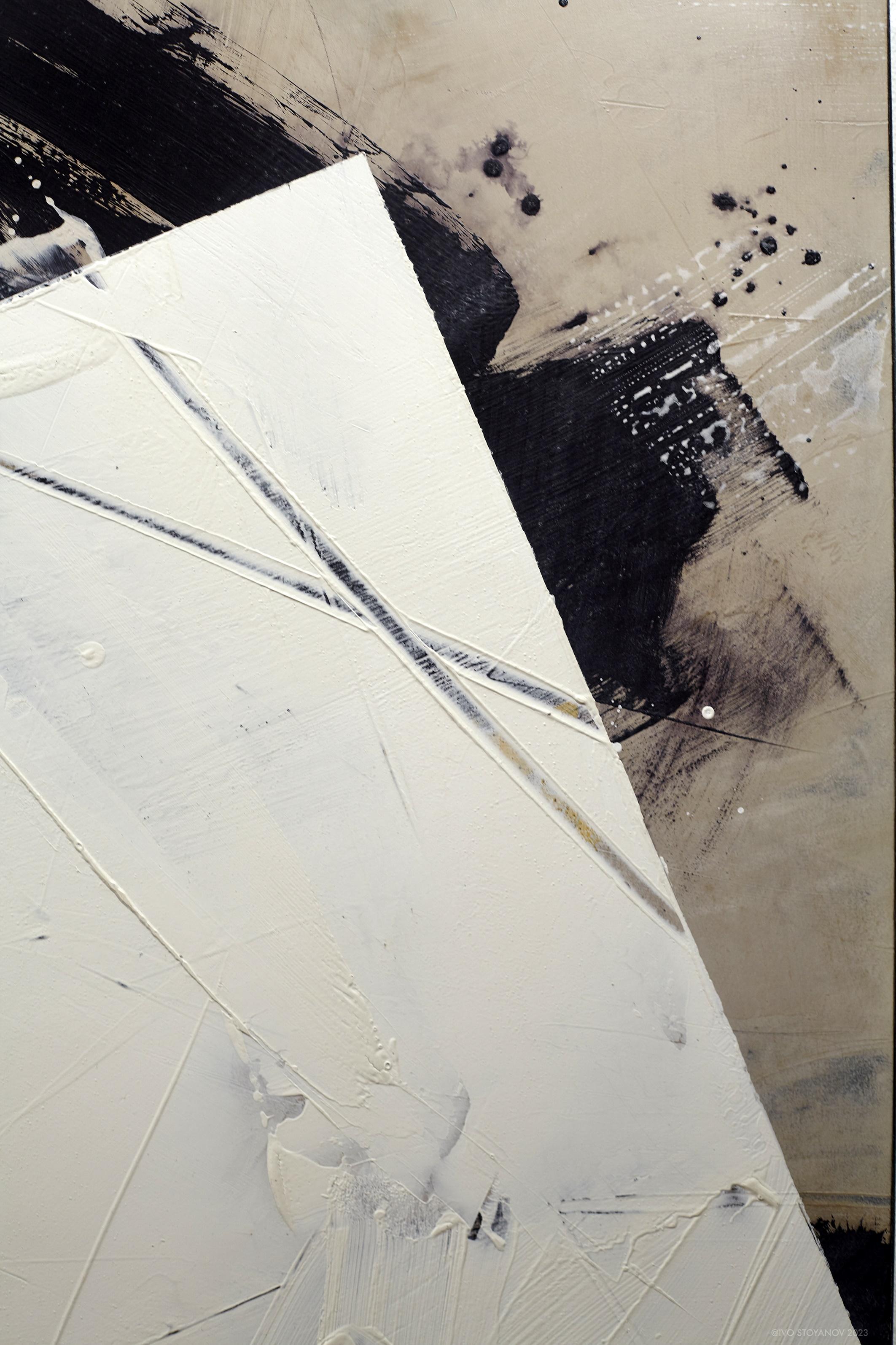 White No 9 - soft, contemporary, abstract, marble dust, wax, acrylic on canvas For Sale 3