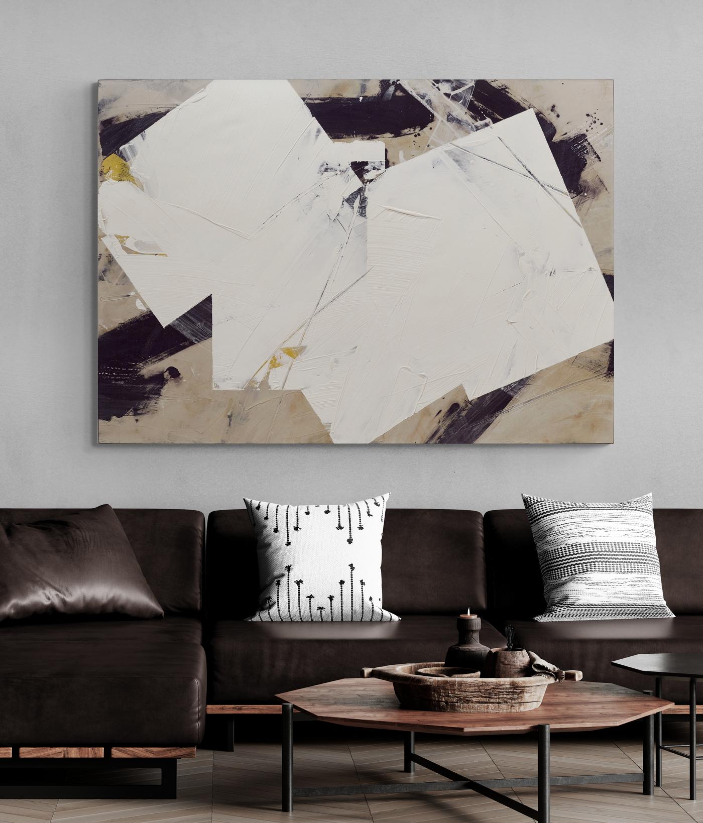 White No 9 - soft, contemporary, abstract, marble dust, wax, acrylic on canvas For Sale 6