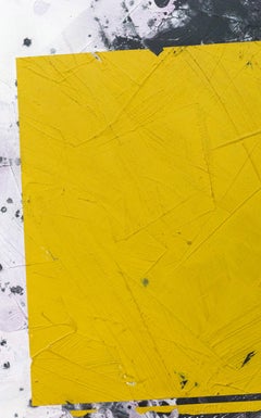 Yellow Green No 9 - bold, abstract shapes, marble dust, acrylic, wax, on canvas