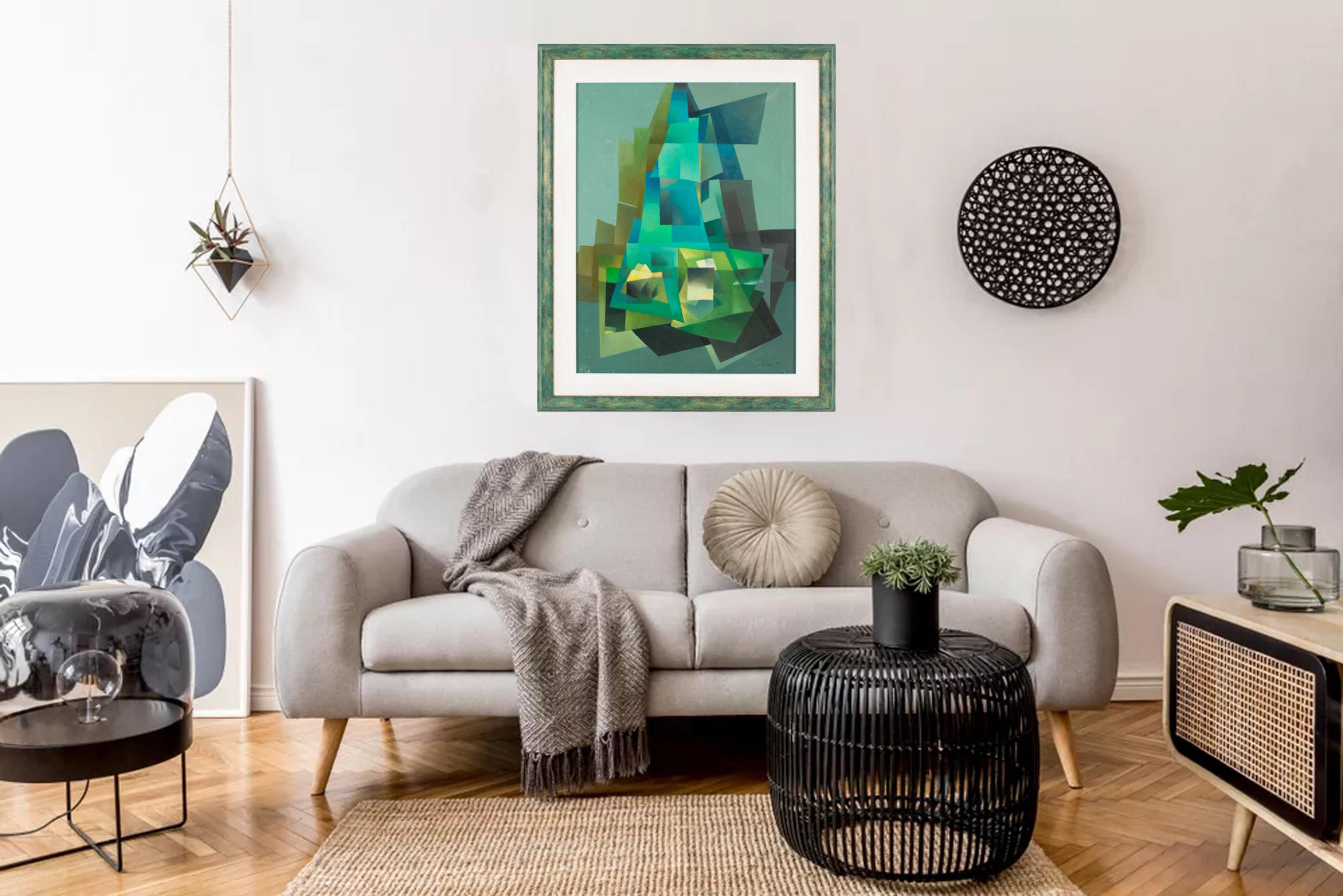 Abstract Cubist Oil on Canvas Painting by Ivo Tartarini, circa 1970 For Sale 2