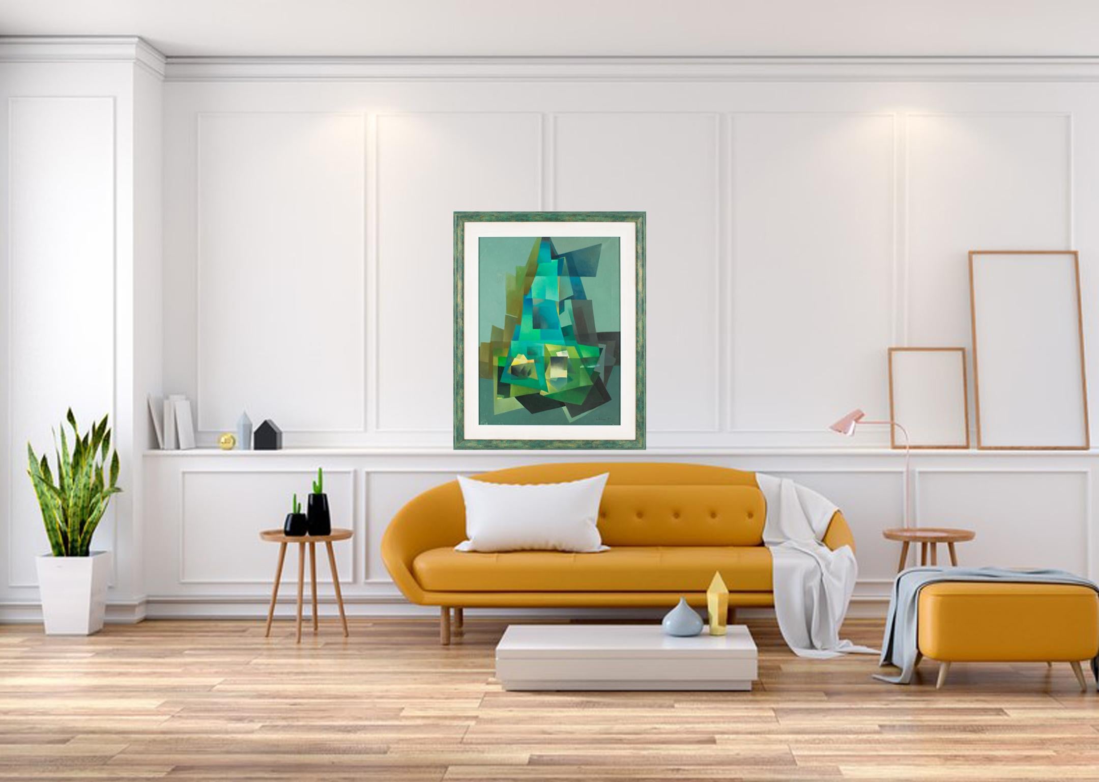Abstract Cubist Oil on Canvas Painting by Ivo Tartarini, circa 1970 For Sale 3
