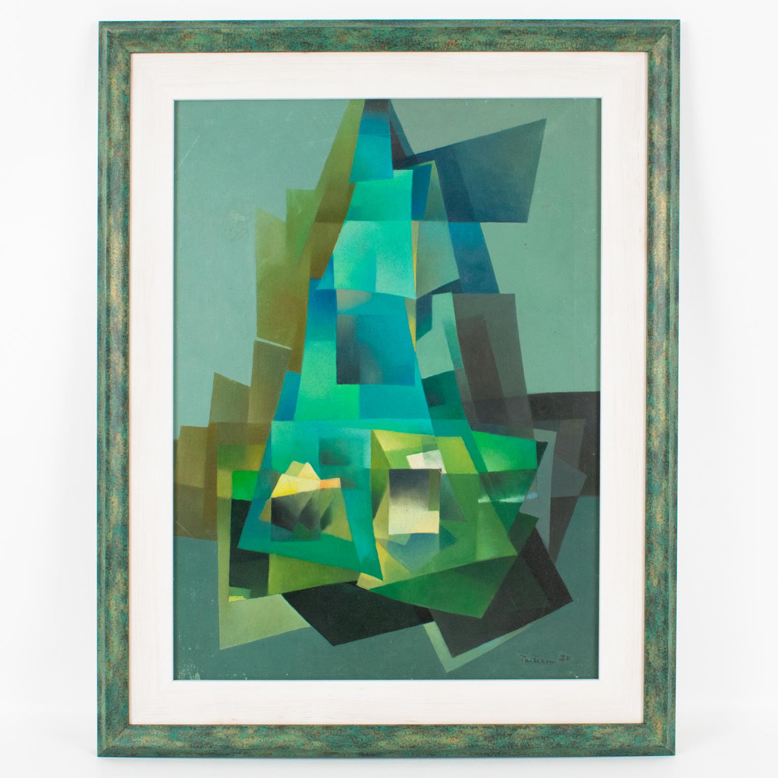 Abstract Cubist Oil on Canvas Painting by Ivo Tartarini, circa 1970 For Sale 4