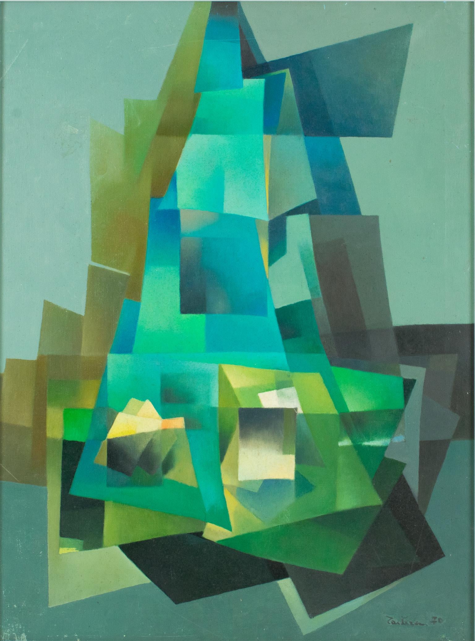 Abstract Cubist Oil on Canvas Painting by Ivo Tartarini, circa 1970 For Sale 6