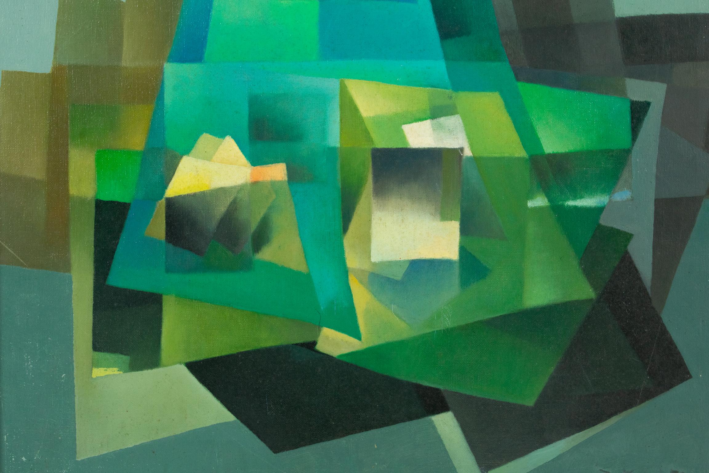 Abstract Cubist Oil on Canvas Painting by Ivo Tartarini, circa 1970 For Sale 8