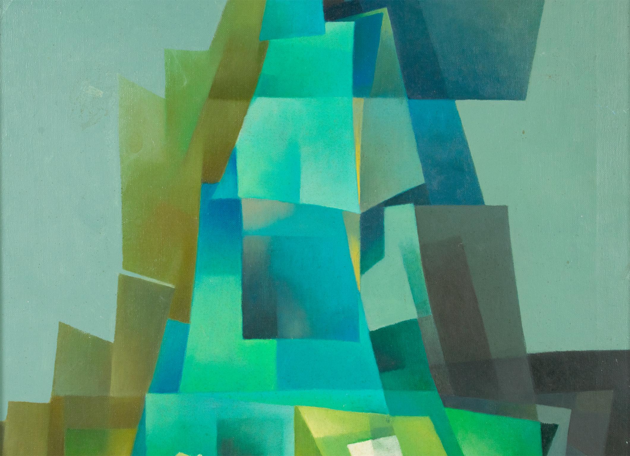 Abstraktes kubistisches Gemälde, Öl auf Leinwand, Gemälde von Ivo Tartarini im Angebot 9