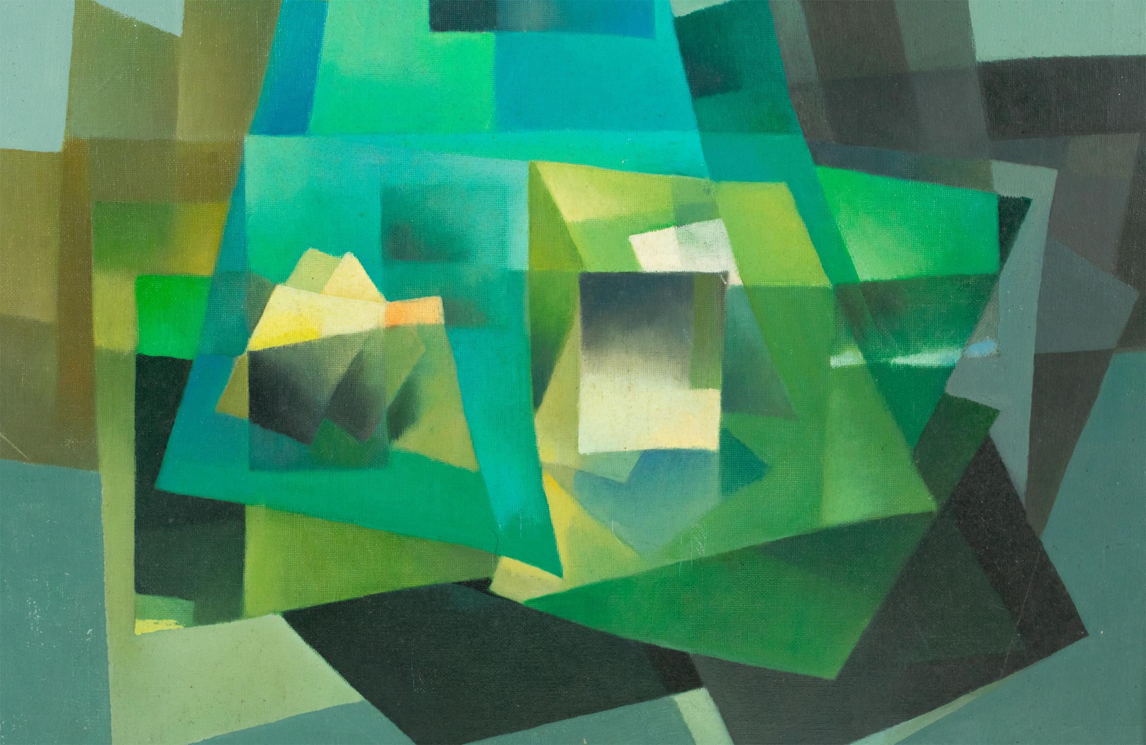 Abstraktes kubistisches Gemälde, Öl auf Leinwand, Gemälde von Ivo Tartarini im Angebot 10