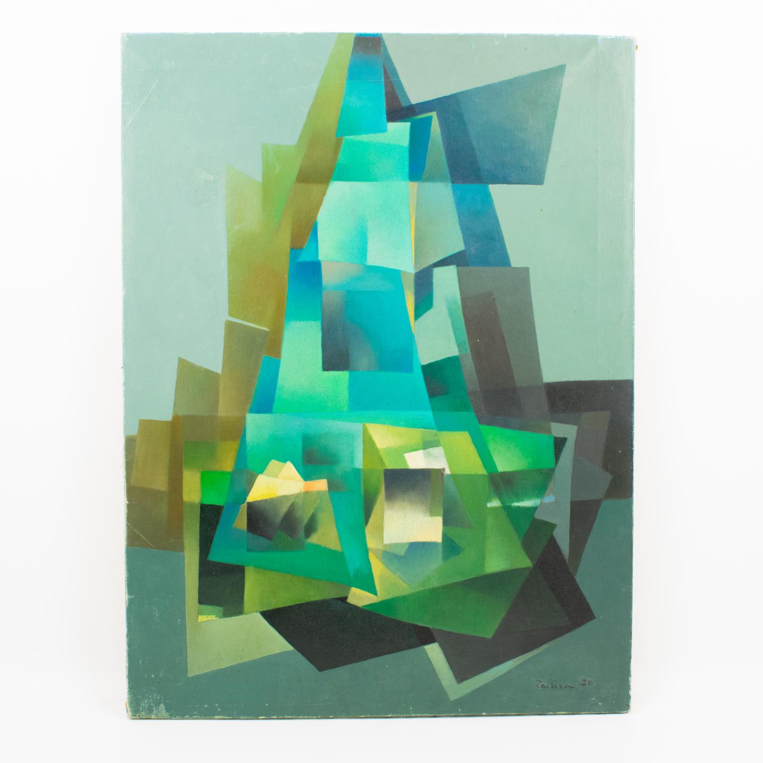 Abstraktes kubistisches Gemälde, Öl auf Leinwand, Gemälde von Ivo Tartarini im Angebot 15