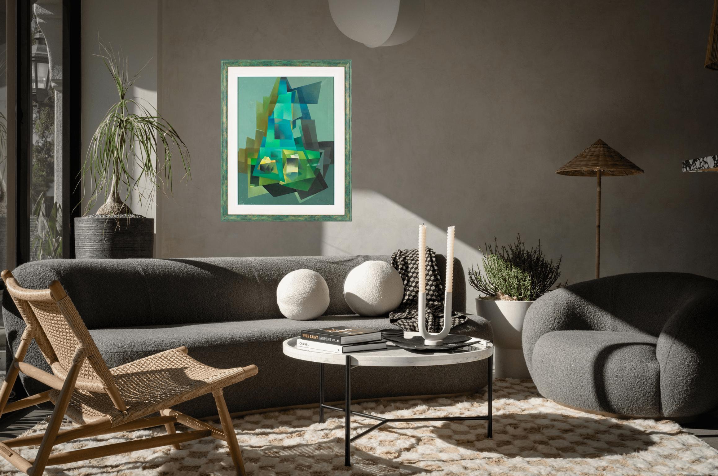 Abstraktes kubistisches Gemälde, Öl auf Leinwand, Gemälde von Ivo Tartarini im Angebot 1